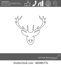 illustration of a deer head silhouette. line icon