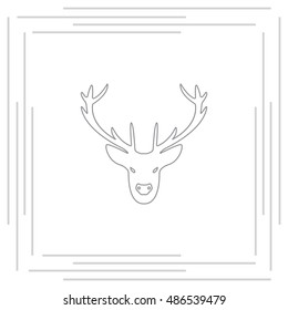 illustration of a deer head silhouette. line icon