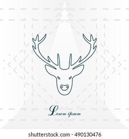 illustration of a deer head silhouette. line icon