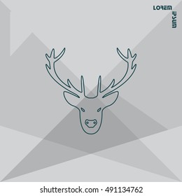 illustration of a deer head silhouette. line icon