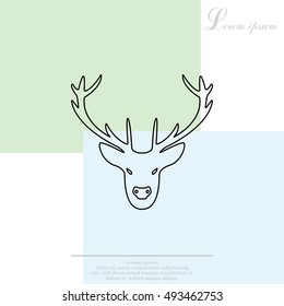 illustration of a deer head silhouette. line icon