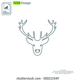 illustration of a deer head silhouette. line icon