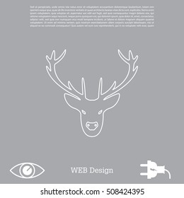 illustration of a deer head silhouette. line icon