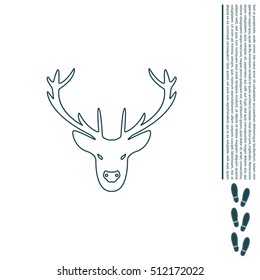 illustration of a deer head silhouette. line icon