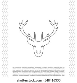 illustration of a deer head silhouette. line icon