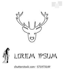 illustration of a deer head silhouette. line icon