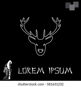 illustration of a deer head silhouette. line icon
