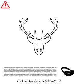 illustration of a deer head silhouette. line icon