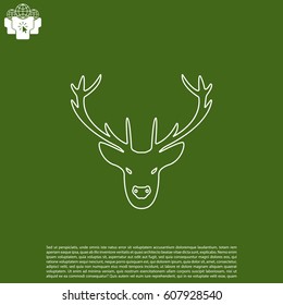 illustration of a deer head silhouette. line icon
