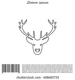 illustration of a deer head silhouette. line icon