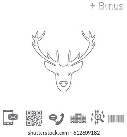 illustration of a deer head silhouette. line icon