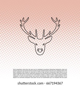 illustration of a deer head silhouette. line icon