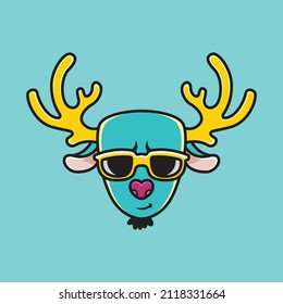 vector de estilo de cabeza de ciervo de ilustración
