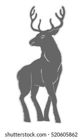 Illustration of a deer with horns. Nature, and animals. Cloven-hoofed. Design for training manuals