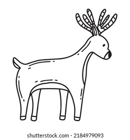Illustration of deer isolated on white background. Cute hand drawn deer. Vector illustration. Doodle style