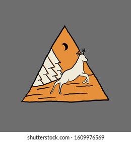 illustration of deer jumping in the middle of a forest