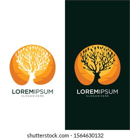illustration of deer logo with tree horns white and black background- logo design