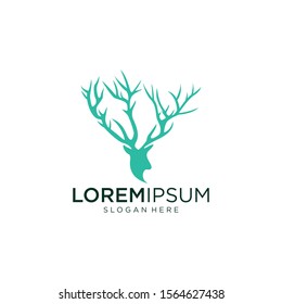 illustration of deer logo with twig - logo design