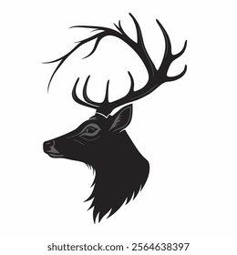 Illustration of a deer its majestic antlers with flowing lines  and capture the essence of nature's elegance