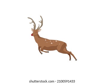Illustration of a deer in motion for your design. Deer spotted brown isolated on white background.