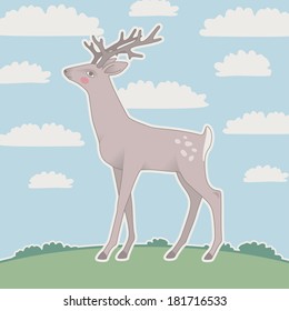 Illustration of deer on the hill