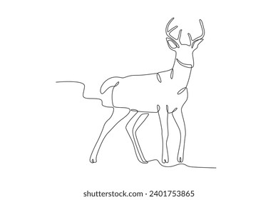 Illustration of a deer. Deer one-line drawing