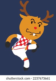 ILLUSTRATION OF THE DEER ARE PLAYING FOOTBALL WEAR CROATIA KIT