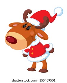 illustration of a deer Santa funny
