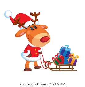 illustration of a deer and sledge