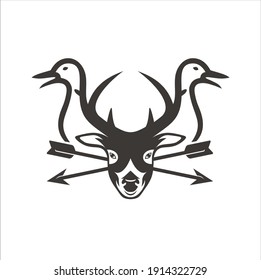 illustration of deer,duck and arrows, vector art. icon for archery activity.