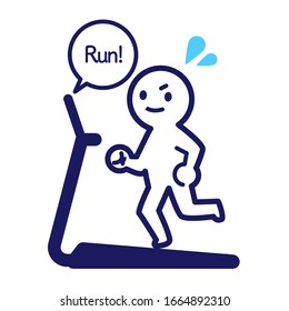 Illustration of a deformed simple human running on a running machine