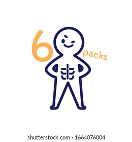 Illustration of a deformed simple human whose abs are broken into six packs