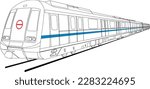 illustration of Delhi Metro Train lineart concept