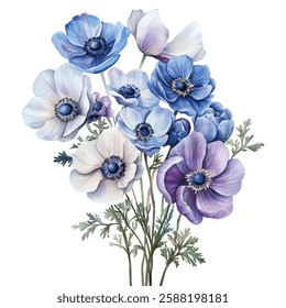  illustration of delicate baby's breath flowers with soft purple and white petals. Perfect for adding elegance and charm to design projects, decor, and floral art.
