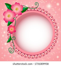 Ilustración delicada de fondo con flores y perlas.