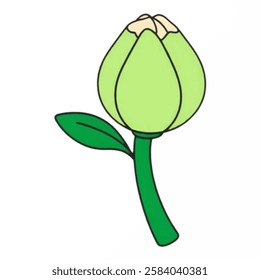 Illustration of a Delicate Flower Bud, Perfect for Spring and NatureThemed Designs A delicate flower bud about to bloom, symbolizing renewal, nature, and growth