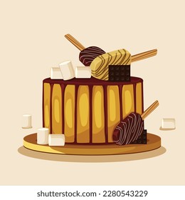 Illustration of a delicious cake , Baking, bakery shop, cooking, sweet products,
