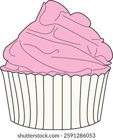 The Illustration of delicious Cup Cake that freshly baked from oven.