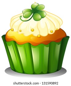 Illustration of a delicious cupcake for St. Patrick's day on a white background