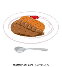 Illustration of delicious cutlet curry using crisp juicy tonkatsu