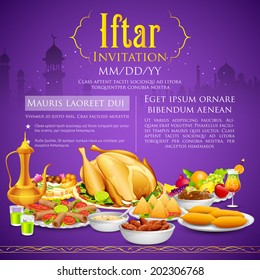 illustration of delicious dishes for Iftar party