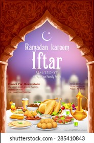 illustration of delicious dishes for Iftar party