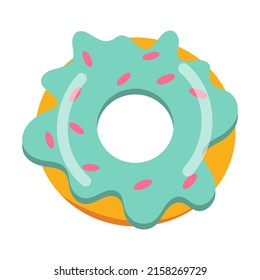 Illustration of a delicious doughnut with blue glaze, vector on a white background.