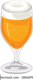 Illustration of a delicious draft beer poured into a tall beer glass