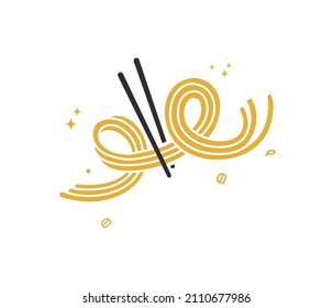 ilustración de doodle de fideos elásticos deliciosos