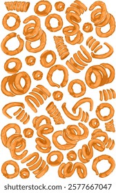 Illustration of delicious fried squid seafood on white 