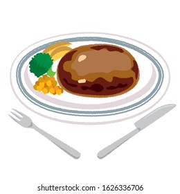 Illustration of a delicious hamburger steak