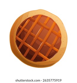 Illustration of a delicious homemade pie with a lattice crust, perfect for Thanksgiving or any other holiday. This pie is a tasty dessert with a unique pattern.