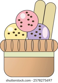 An illustration of a delicious ice cream cup for dessert.