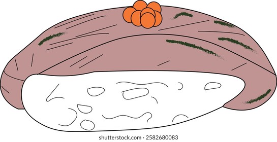 the illustration of delicious japanese salmon shushi with fish egg.